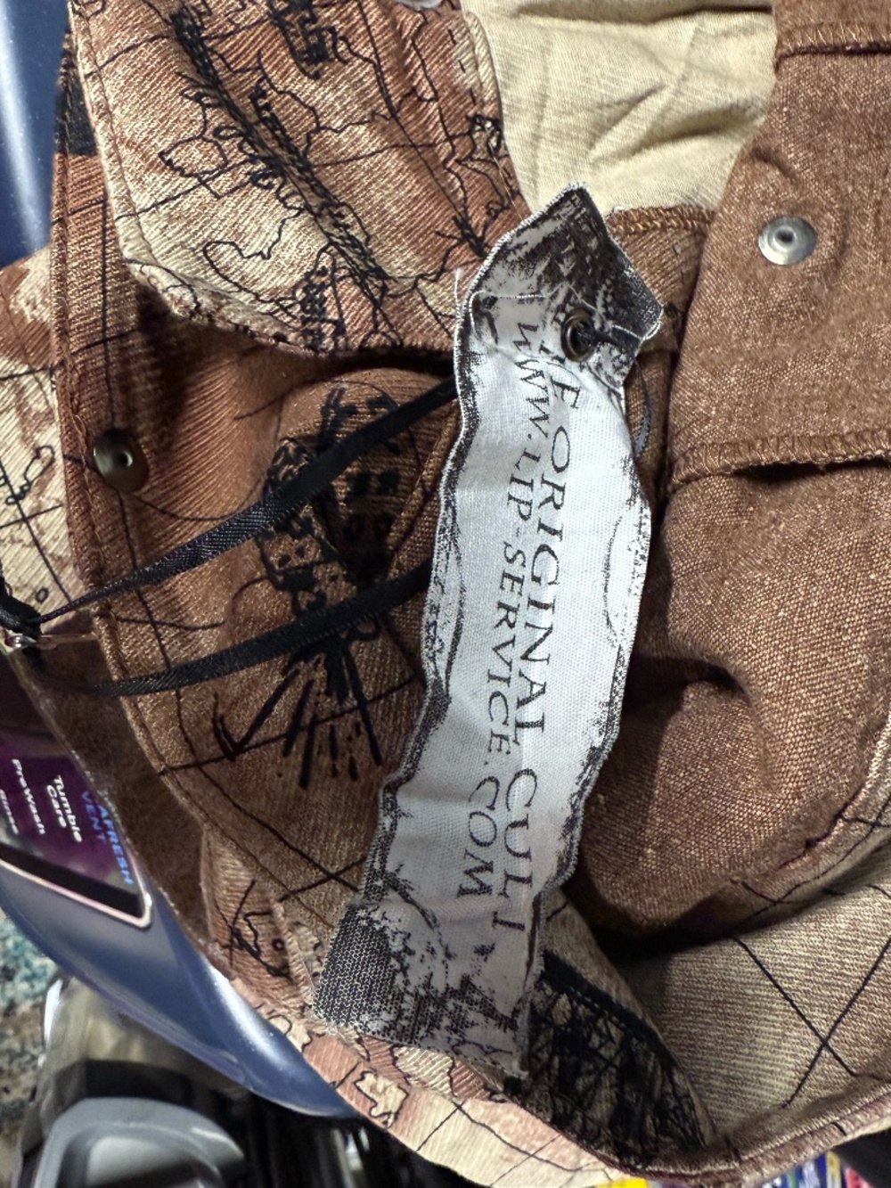 Lip Service Map of the World Pleated Cargo Kilt, Steampunk, Traveler, Goth, Punk - Picture 6 of 11